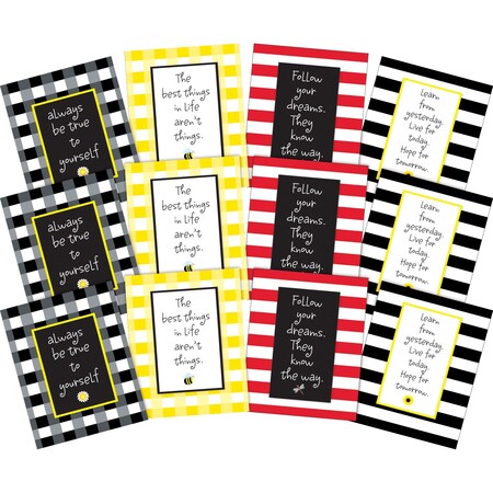 Barker Creek Be True to Yourself Art Prints Set, Buffalo Plaid & Wide Stripes Collection, 12/Set 4193